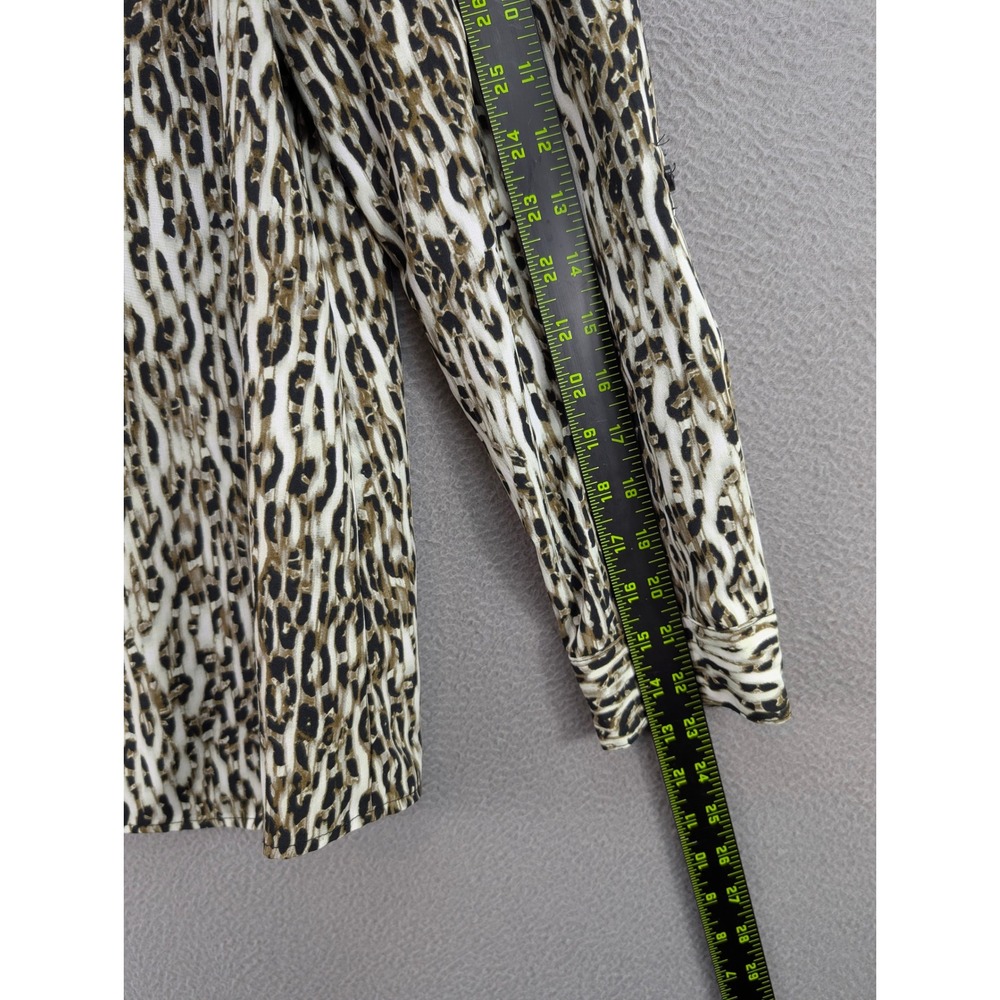 Notations Petite Leopard Print Button Down Long S… - image 7